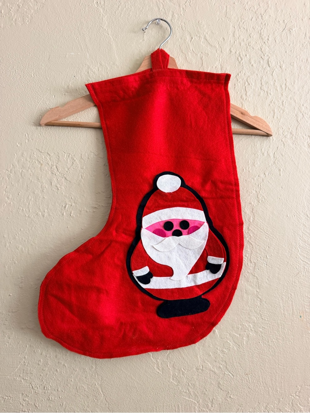 Vintage Red Santa Felt Holiday Stocking